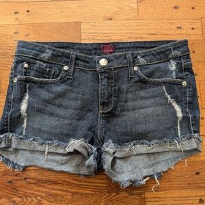 Bebe Gem Studded & Distressed Jean Shorts